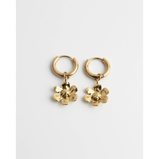 Boucles d'oreilles fleur 'Kae' or - acier inoxydable