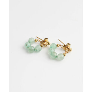 Boucles d'oreilles 'Babs' vert tendre & doré - acier inoxydable