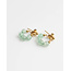 'Babs' earrings soft green & gold - stainless steel
