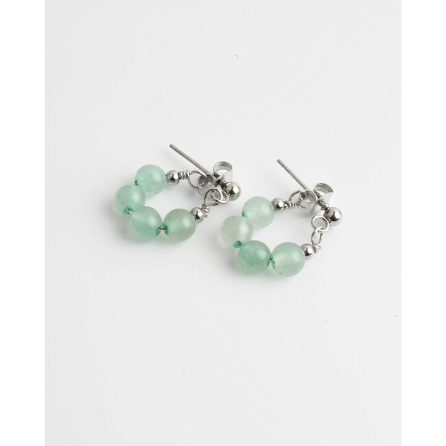 'Babs' earrings soft green & silver - stainless steel