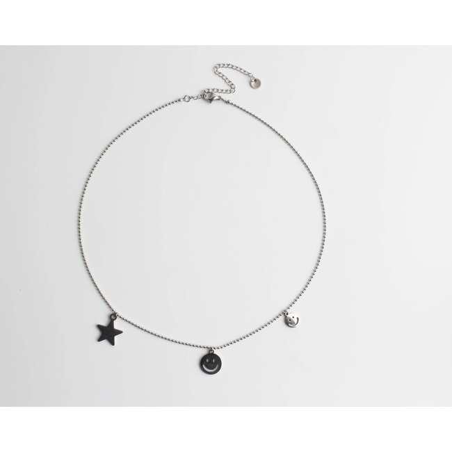 'Smile like a star' necklace silver - stainless steel