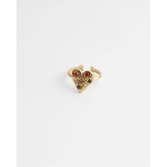 Multicolor Heart Ring gold - stainless steel (adjustable)