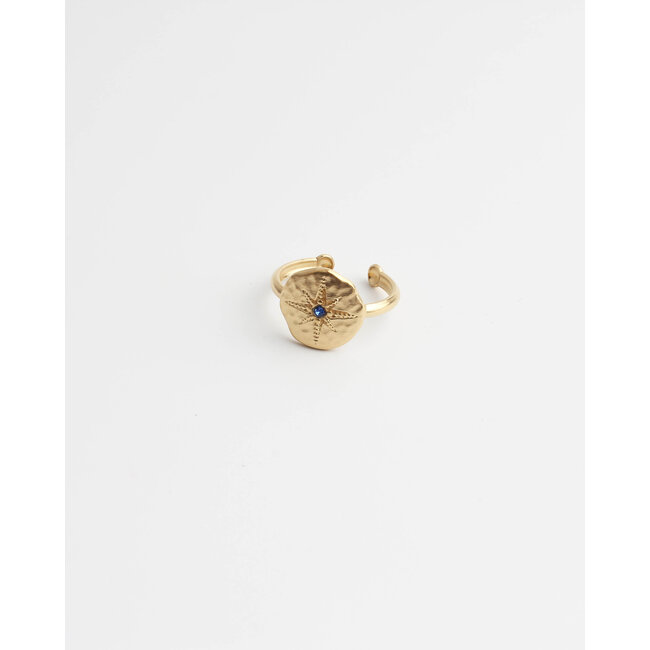 'Blue star' ring gold - stainless steel (adjustable)