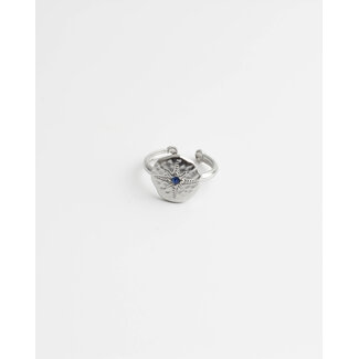 Anillo 'Estrella azul' plata - acero inoxidable (ajustable)