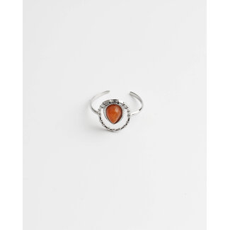 Ring 'Loula' Orange Silber - Edelstahl (verstellbar)