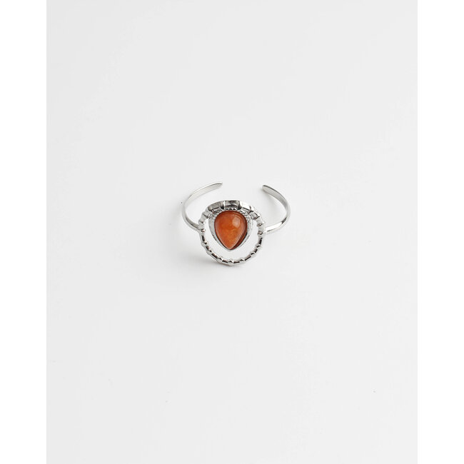 'Loula' ring Orange silver - stainless steel (adjustable)