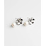 Boucles d'oreilles puces perle & marguerite argent - acier inoxydable