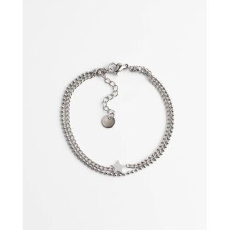 2-layer minimalistic star bracelet silver - stainless steel