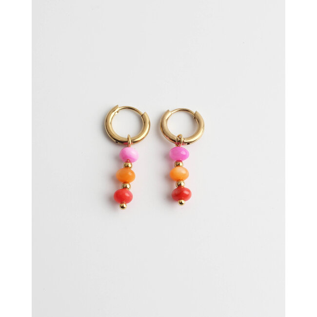 'Montana' earrings orange & pink GOLD  - stainless steel