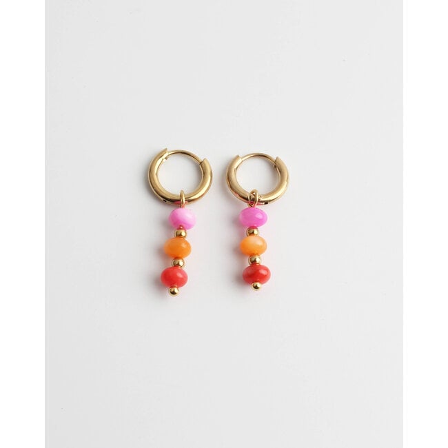 'Montana' earrings orange & pink  GOLD - stainless steel