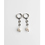 'Bibi' earrings pearl & silver  - stainless steel