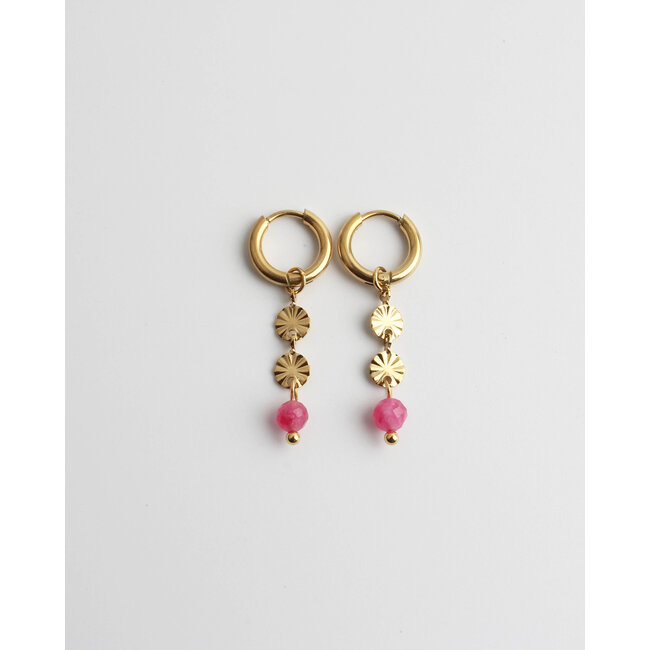 'Bibi' earrings pink & gold  - stainless steel