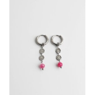 'Bibi' earrings pink & silver  - stainless steel