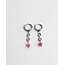 Boucles d'oreilles 'Bibi' rose & argent - acier inoxydable