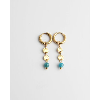 'Bibi' earrings blue & gold  - stainless steel