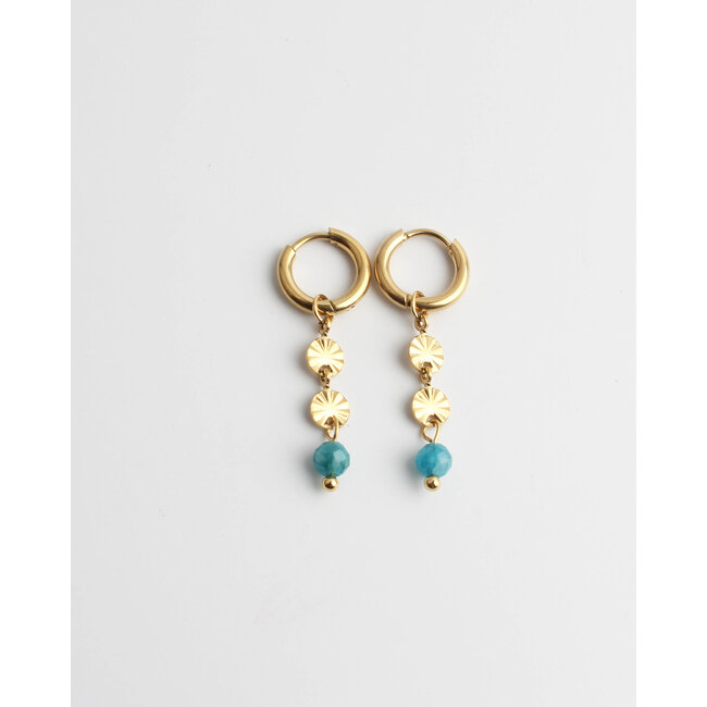 'Bibi' earrings blue & gold  - stainless steel