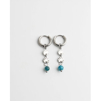 Boucles d'oreilles 'Bibi' bleu & argent - acier inoxydable