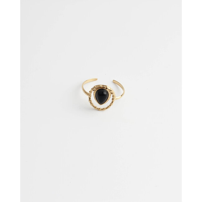 'Loula' ring Black gold -  stainless steel (verstelbaar)