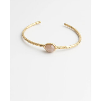 Bracelet 'Florine' rose quartz - acier inoxydable