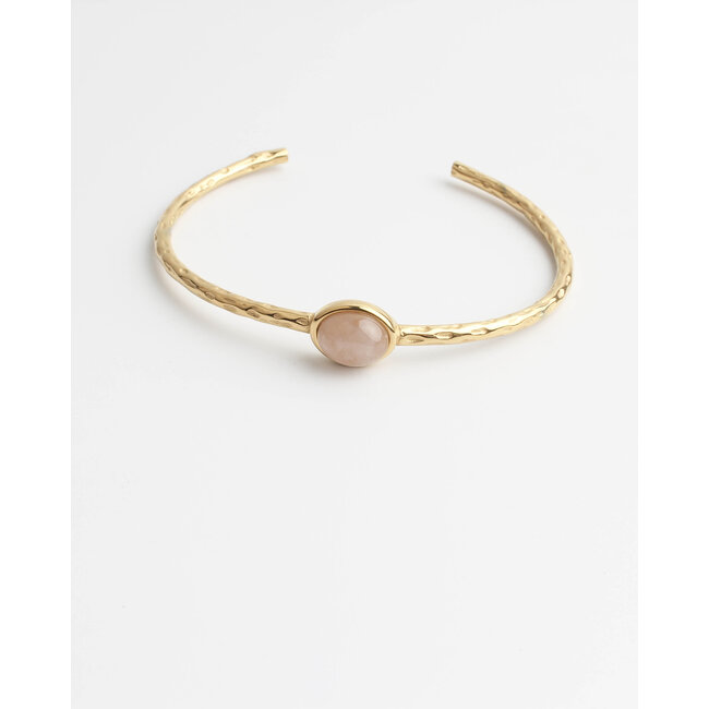 Bracciale 'Florine' rose quartz - acciaio inossidabile