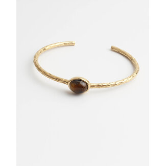 Bracelet 'Florine' pierre marron - acier inoxydable