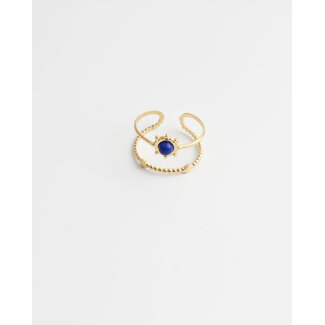 'Ilse' ring blue gold - stainless steel (verstelbaar)