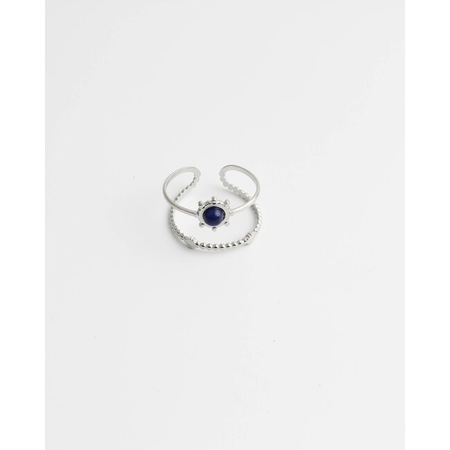 Ring 'Ilse' Blau silber - Edelstahl (verstellbar)