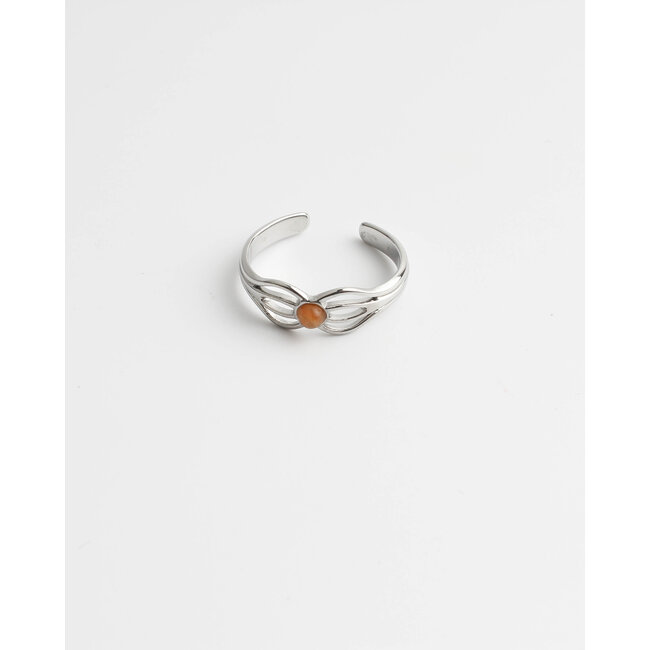 'Camille' ring orange silver - stainless steel (verstelbaar)
