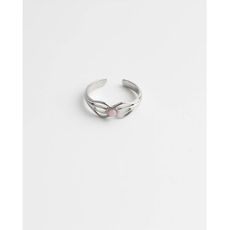 Anillo 'Camille' plata rosa - acero inoxidable (ajustable)