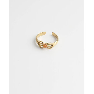 'Camille' ring orange gold - stainless steel (verstelbaar)