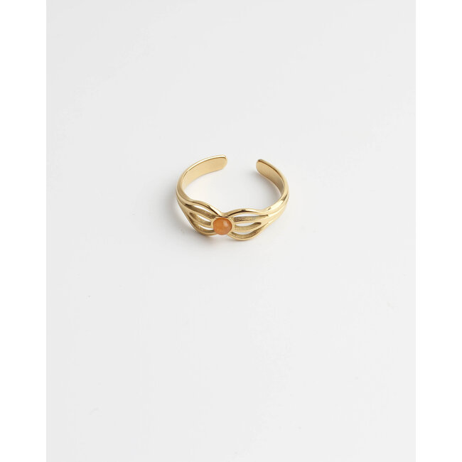 'Camille' ring orange gold - stainless steel (verstelbaar)