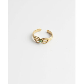 'Camille' ring green gold - stainless steel (verstelbaar)