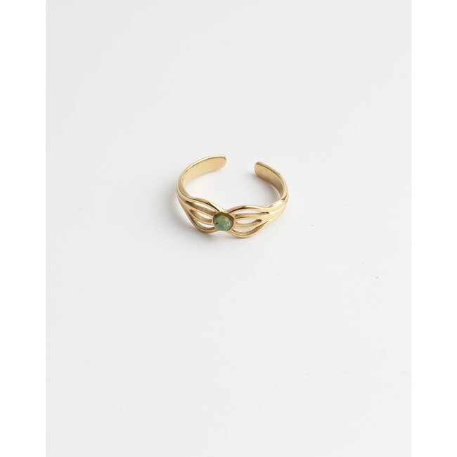 'Camille' ring green gold - stainless steel (adjustable)
