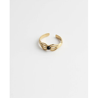 'Camille' ring black gold - stainless steel (verstelbaar)