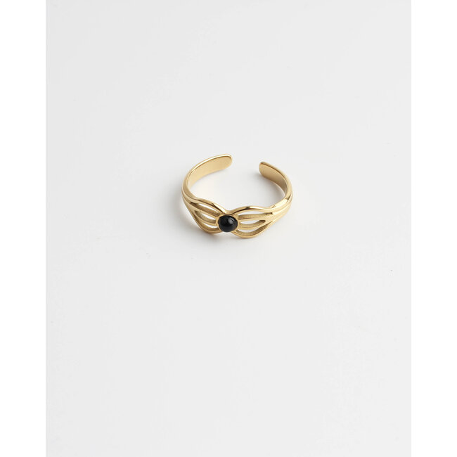 'Camille' anillo negro oro - acero inoxidable (ajustable)