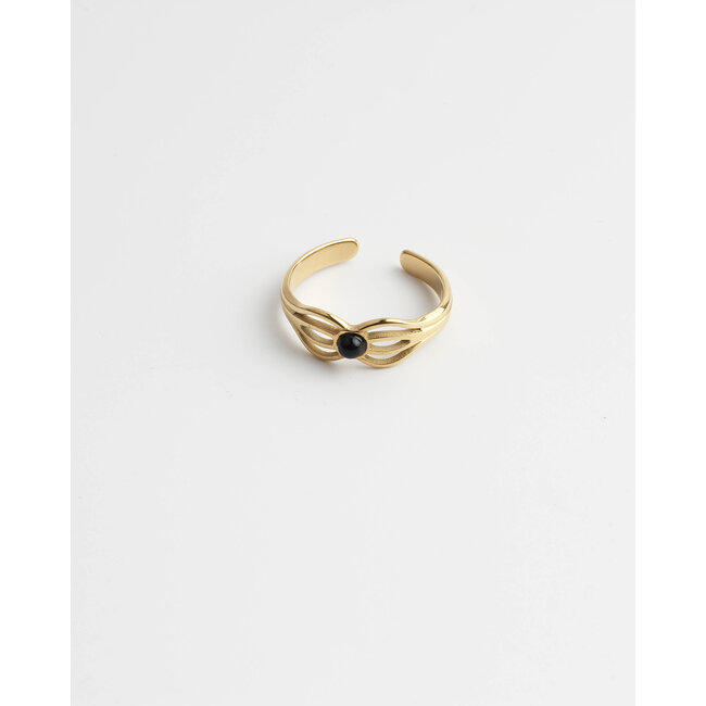 'Camille' ring black gold - stainless steel (adjustable)
