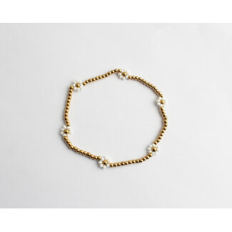 Weißes Gänseblümchen-Armband Gold – Edelstahl
