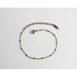 GREEN  DOT BRACELET - STAINLESS STEEL