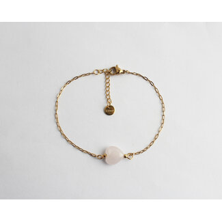 Bracelet Coeur Quartz Rose - acier inoxydable