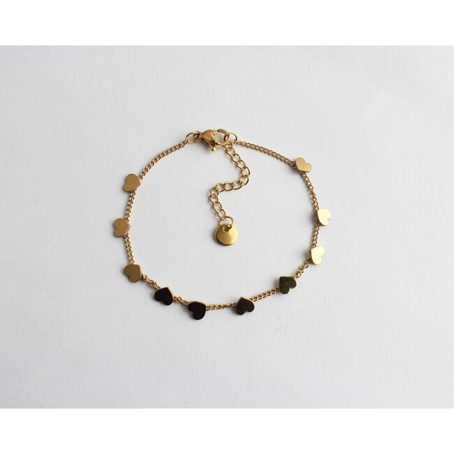 Pulsera A lot of Hearts oro - acero inoxidable