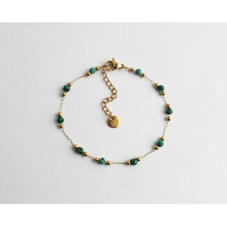 'Sophia' bracelet natural stones green - stainelss steel