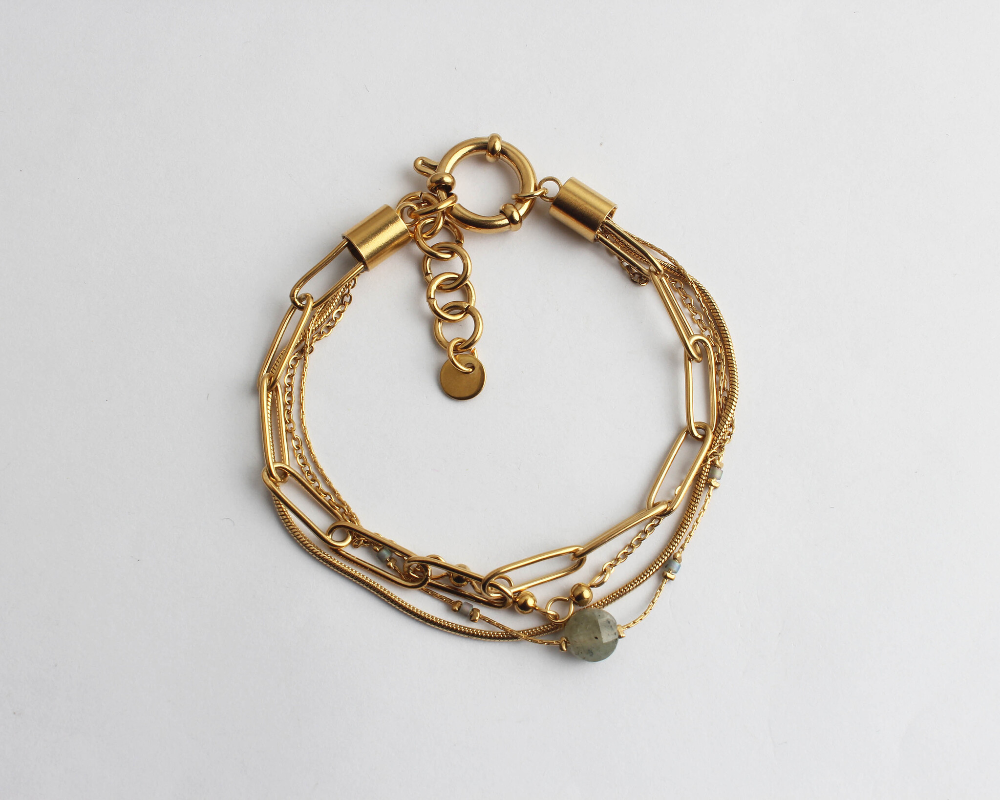 Bracelet doré avec pierre naturelle de Labradorite