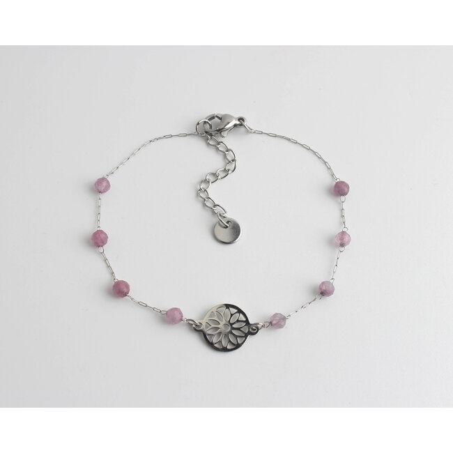 'Flore' Bracelet SILVER PURPLE - Stainless Steel