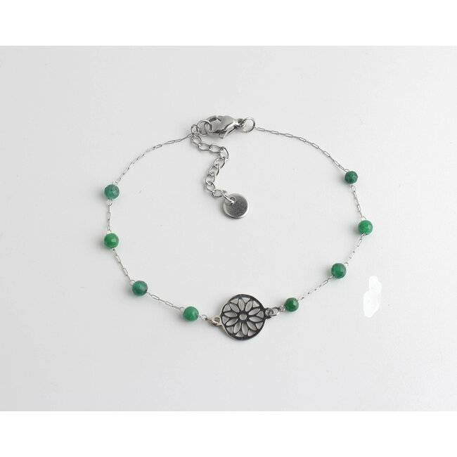 'Flore' Bracelet ARGENT VERT - Acier Inoxydable