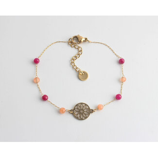 'Flore' Armband GOLD ROSA + ORANGE - Edelstahl