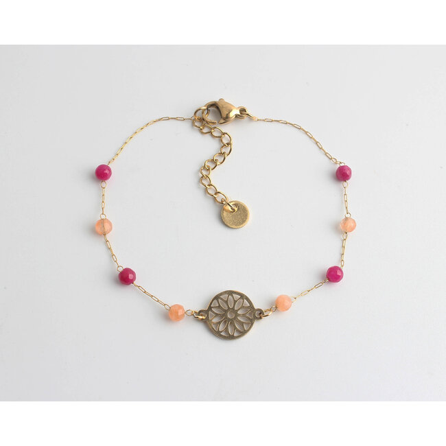 'Flore' Armband GOLD ROSA + ORANGE - Edelstahl