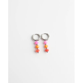 'Montana' earrings orange & pink SILVER  - stainless steel