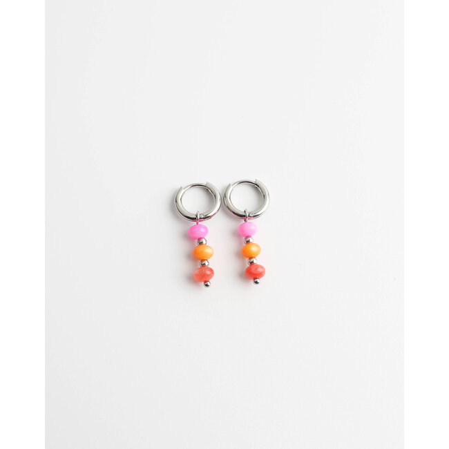 Boucles d'oreilles 'Montana' orange & rose - acier inoxydable