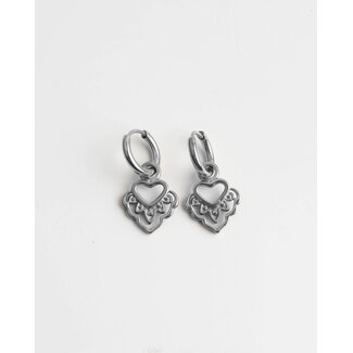 Boucles d'oreilles 'I Heart You' ARGENT - Acier inoxydable