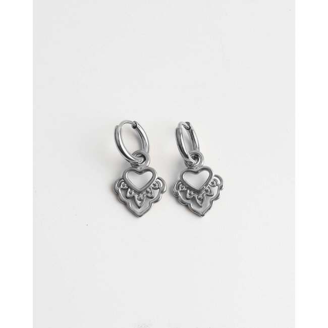 Boucles d'oreilles 'I Heart You' ARGENT - Acier inoxydable